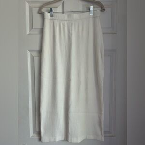 Club Monaco Cozy Ottoman Midi Ribbed Skirt with Slit in Cream